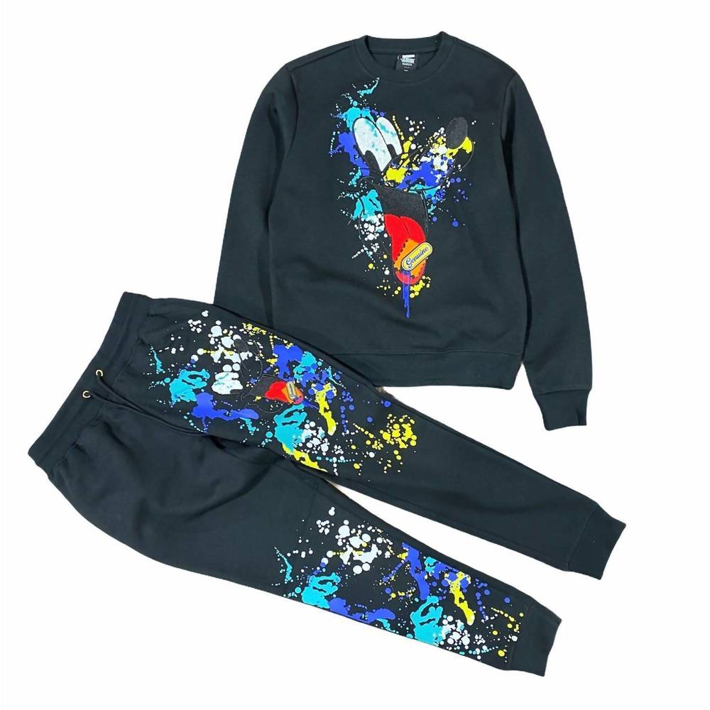 NEW GENUINE AUTHENTIC men's pluto sweatshirt and sweatpants set in black
